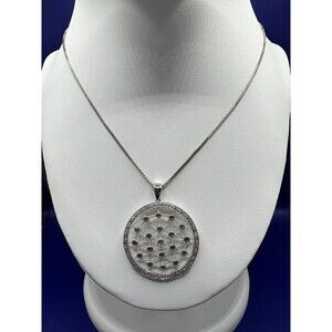 JWBR Sterling Canary Diamond Web Pendant Necklace 18" Chain Stamped